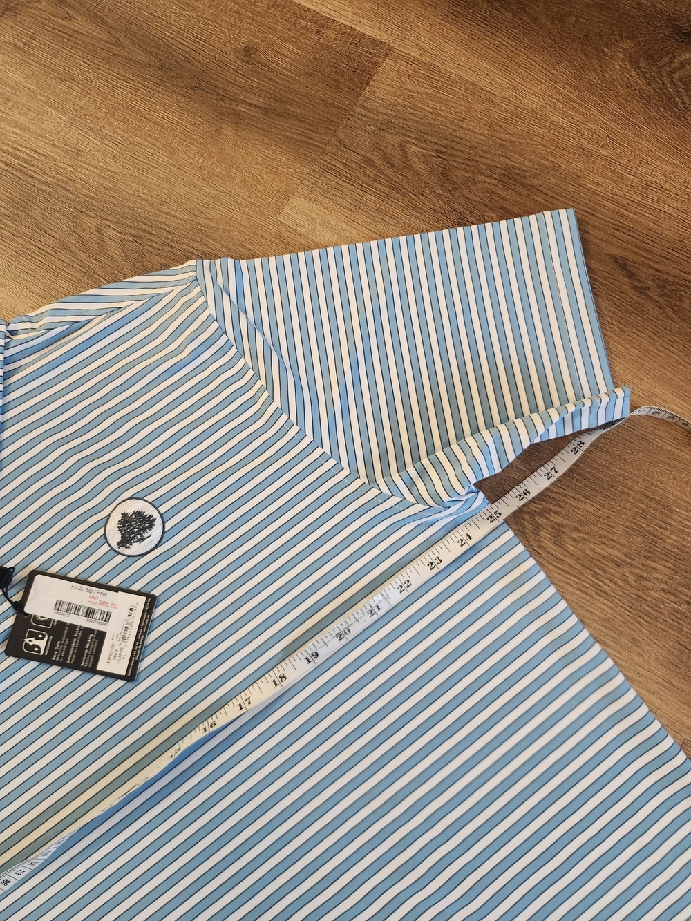 FootJoy NWT Lisle Mini Stripe Men's Golf Polo XL Blue/White Striped Wicking - Picture 6 of 10